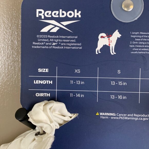 Reebok XS Pet Dog Windbreaker Jacket With Hood Hook & Loop 11-13 Inches - Picture 5 of 6